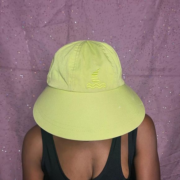 Lime green with flowers and reversible! Has a little boat on the plain side. Bet - Picture 4 of 4
